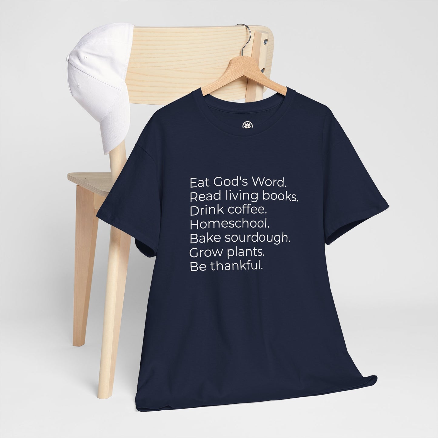 Eat God’s Word. Read living books. Drink coffee. Daily Faith Christian Lifestyle T‑Shirt