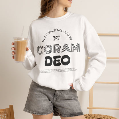 Coram Deo Crewneck Sweatshirt — Psalm 27:4 Christian Faith Pullover