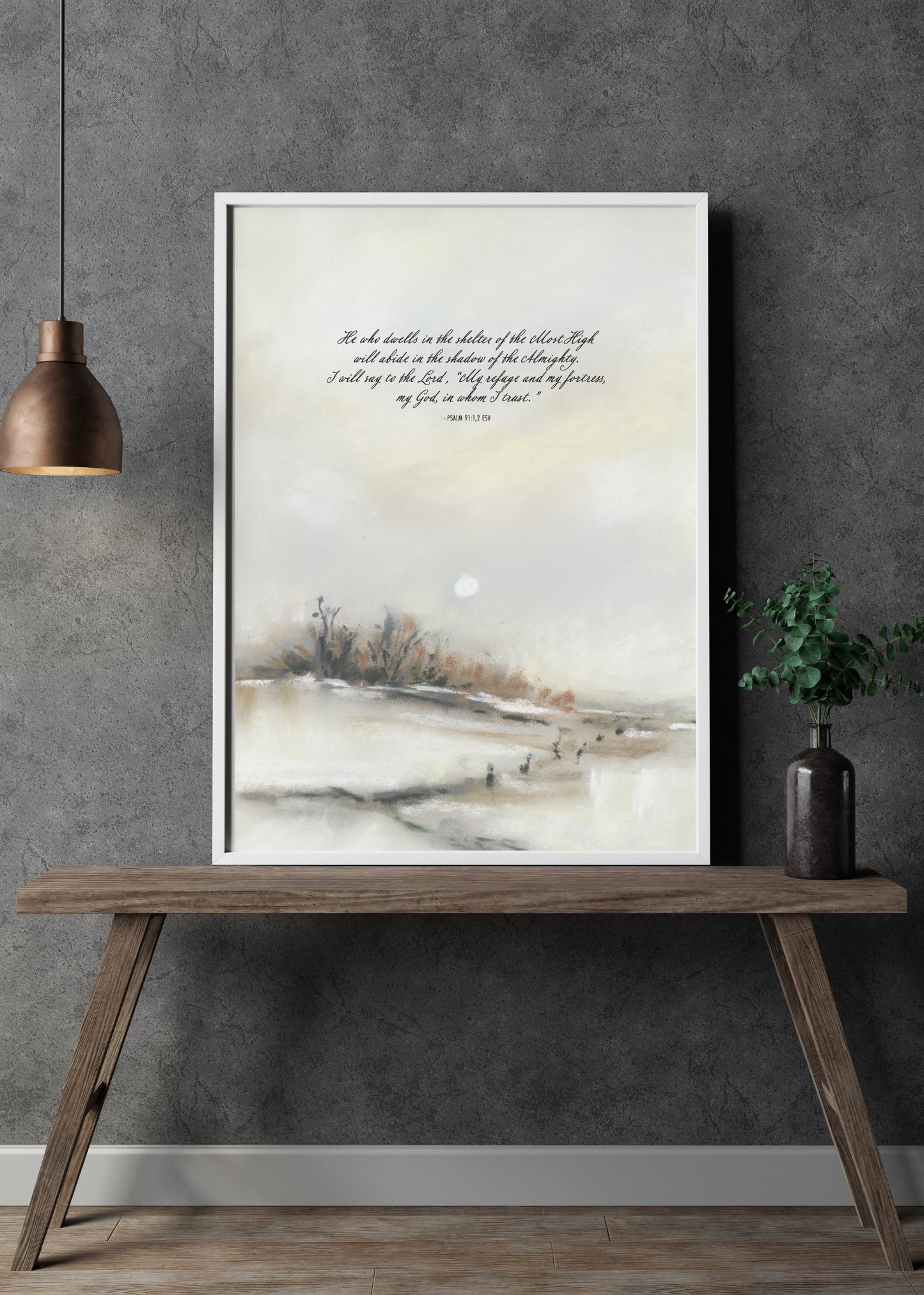 Winter Moon | Psalm 91:1,2 | Giclee Fine Art Print